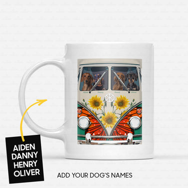 Custom Dog Mug - Personalized Dachshund On A Car Gift For Dad - White Mug